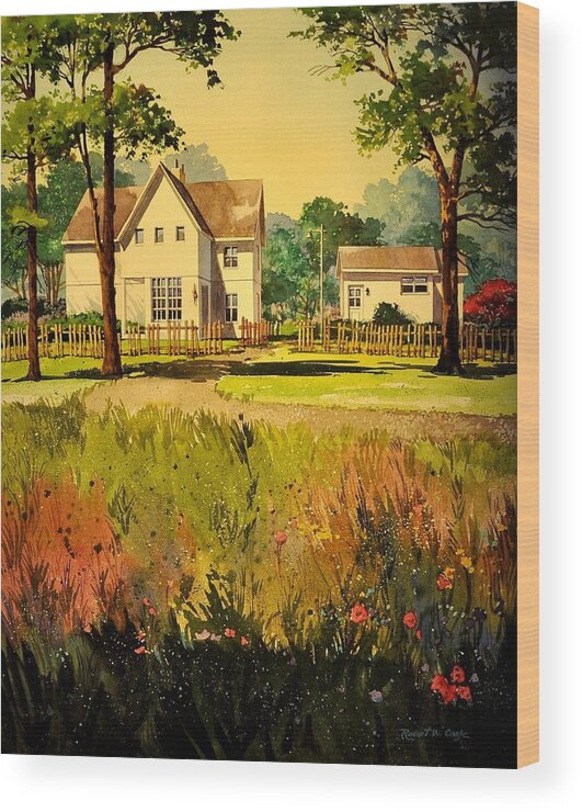 Watercolor Wood Print featuring the painting White House Two by Robert W Cook 