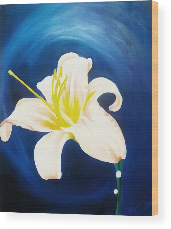 Lilly Wood Print featuring the painting White Lilly by Corina Castillo