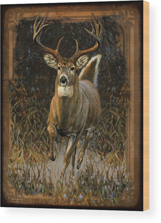 Bruce Miller Wood Print featuring the painting Whitetail Deer by JQ Licensing