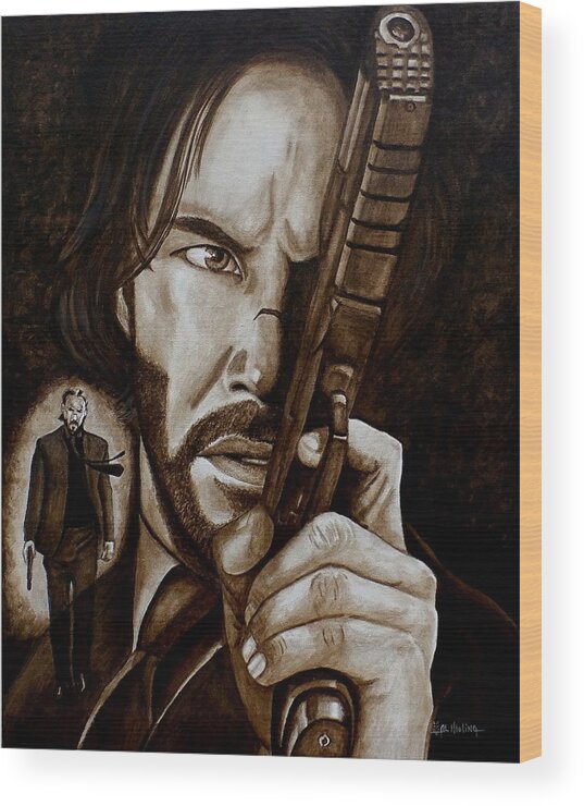 John Wick Wood Print featuring the painting Wick is Back by Al Molina