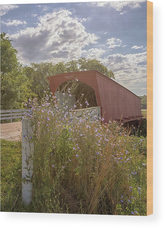 Hogback Bridge Wood Print featuring the photograph Wildflowers at Hogback Bridge by Susan Rissi Tregoning