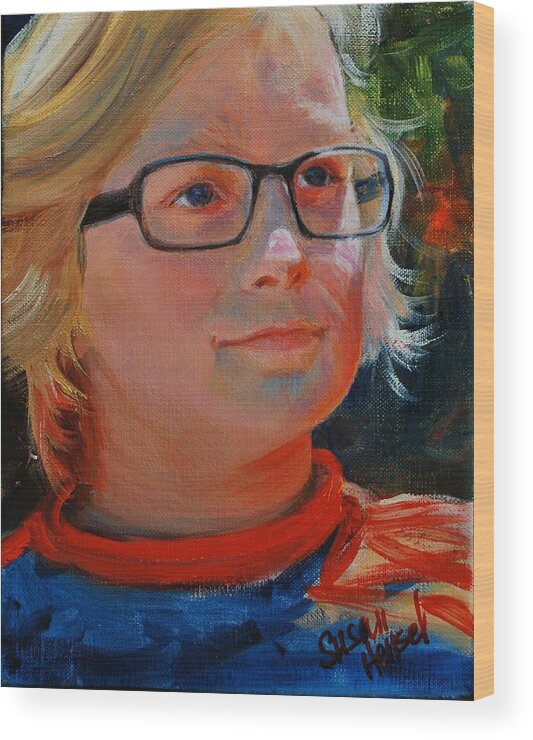 Portrait Wood Print featuring the painting Will by Susan Hensel