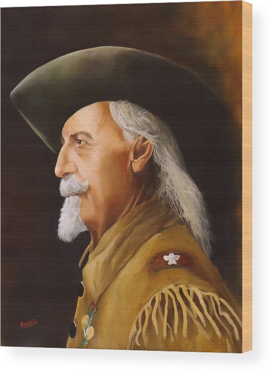 Buffalo Bill Wood Print featuring the painting William Frederick Cody by Barry BLAKE