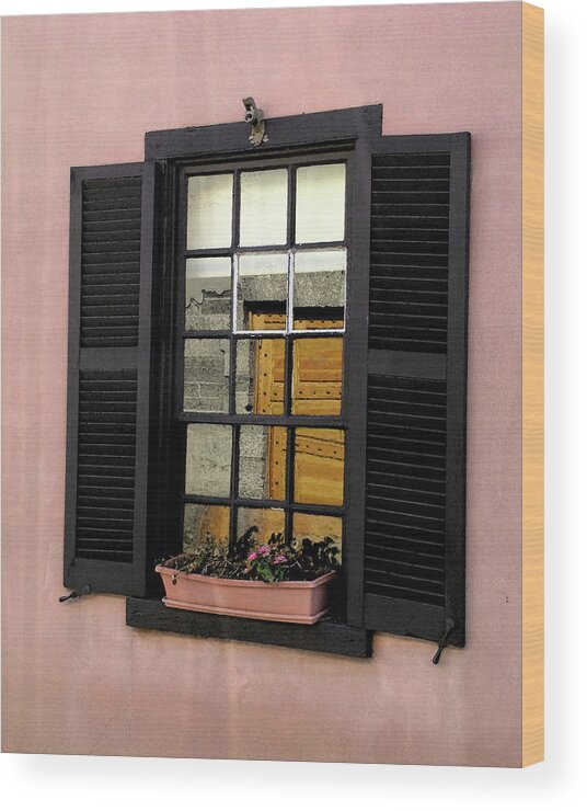 Window Wood Print featuring the photograph Window with Pink Wall by M Kathleen Warren
