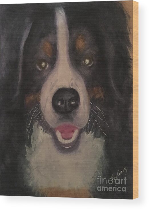 Dog Wood Print featuring the painting Winston by Sue Carmony