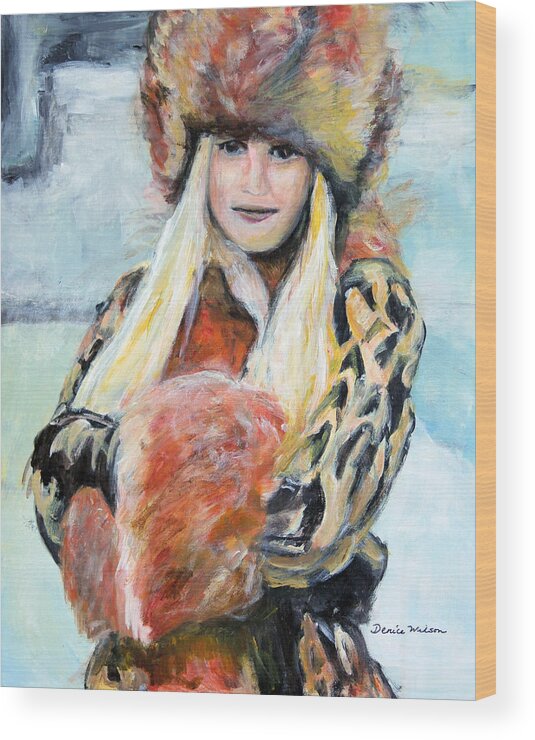 Winter Wood Print featuring the painting Winter Lady by Denice Palanuk Wilson