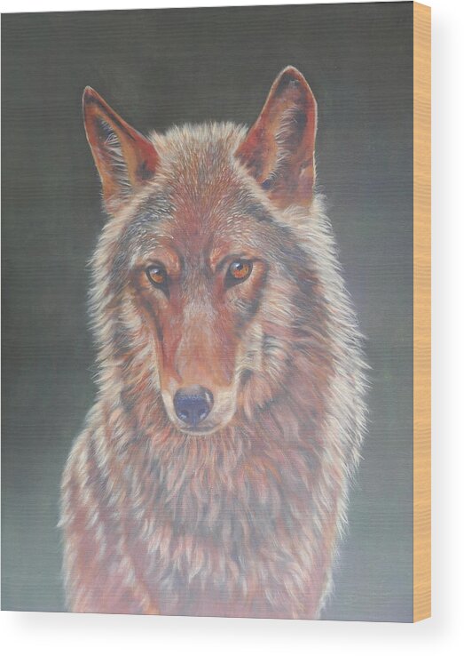 Wolf Wood Print featuring the painting Wolf Portrait by John Neeve