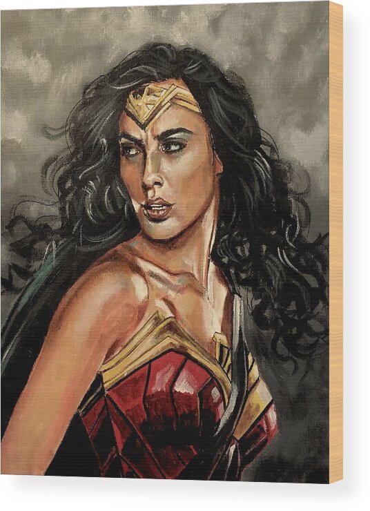 Wonder Woman Wood Print featuring the painting Wonder Woman by Joel Tesch