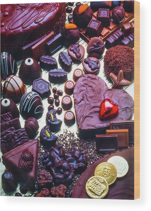 Candy Wood Print featuring the photograph Wonderful Assortment Of Chocolate by Garry Gay