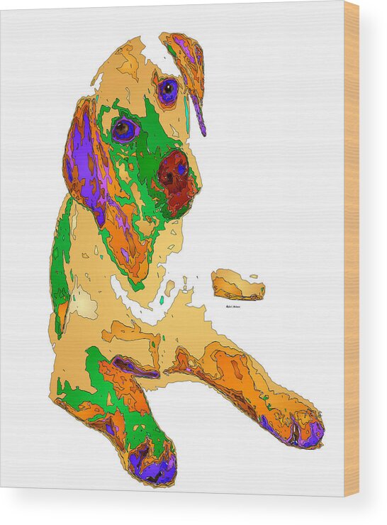 Dog Wood Print featuring the digital art You and Me Forever. Pet Series by Rafael Salazar