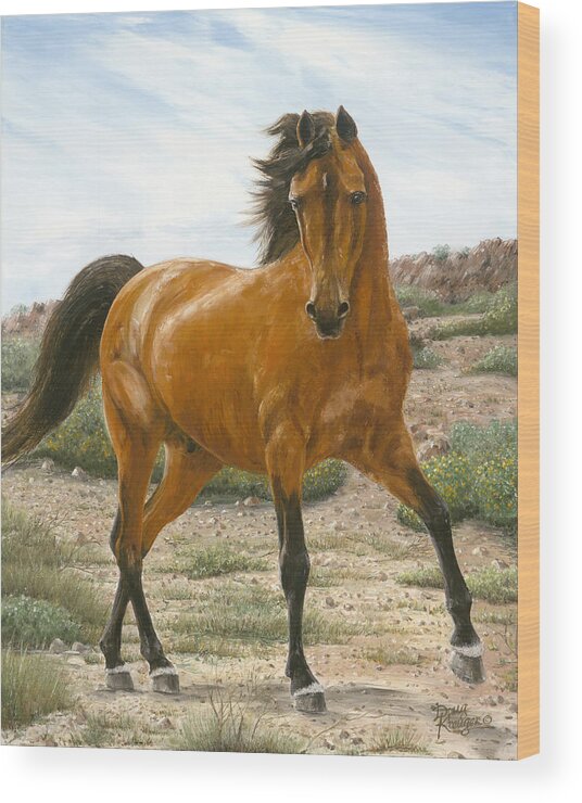 Horse Wood Print featuring the painting Young and Restless by Doug Kreuger