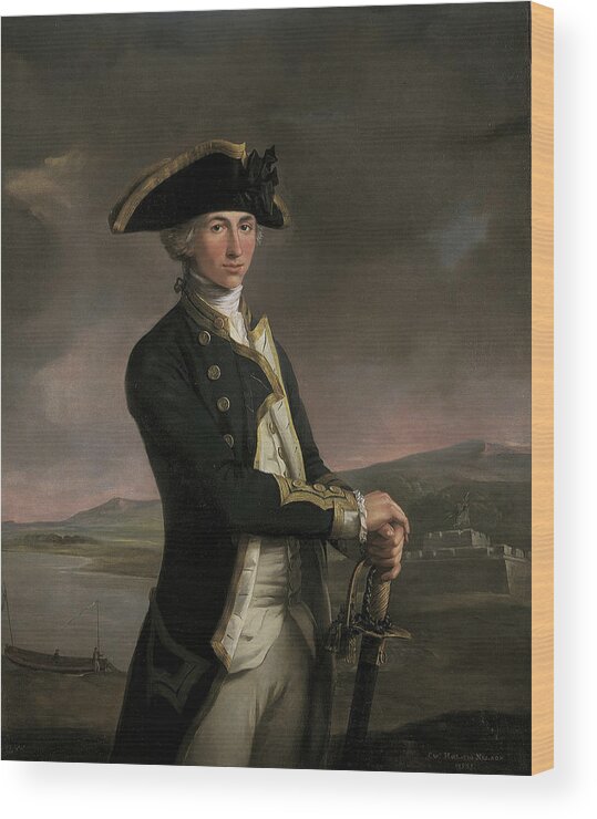 Young Captain Horatio Nelson Wood Print featuring the painting Young Captain Horatio Nelson by MotionAge Designs
