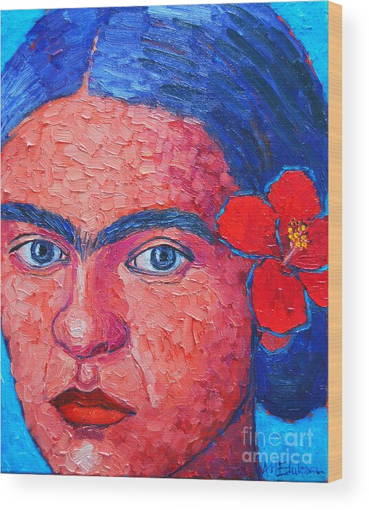 Frida Wood Print featuring the painting Young Frida Kahlo by Ana Maria Edulescu