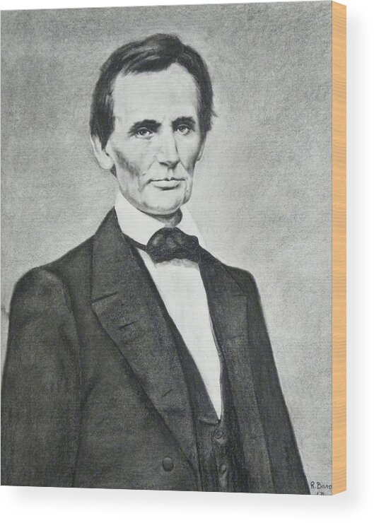 Abraham Wood Print featuring the drawing Young Lincoln by Richard Barone