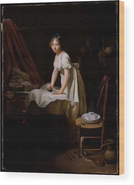 Young Woman Ironing About 1800 Louis-lopold Boilly (french Wood Print featuring the painting Young Woman Ironing by MotionAge Designs