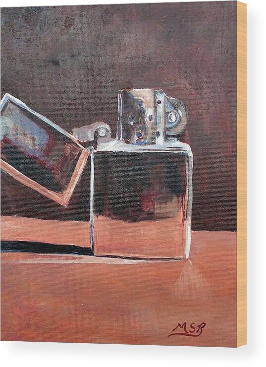 Zippo Wood Print featuring the painting Zippo-Light My Fire by Maria Soto Robbins