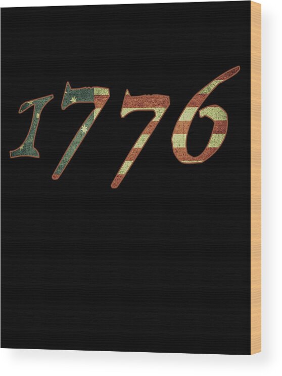 Funny Wood Print featuring the digital art 1776 Declaration of Independence US Flag by Flippin Sweet Gear