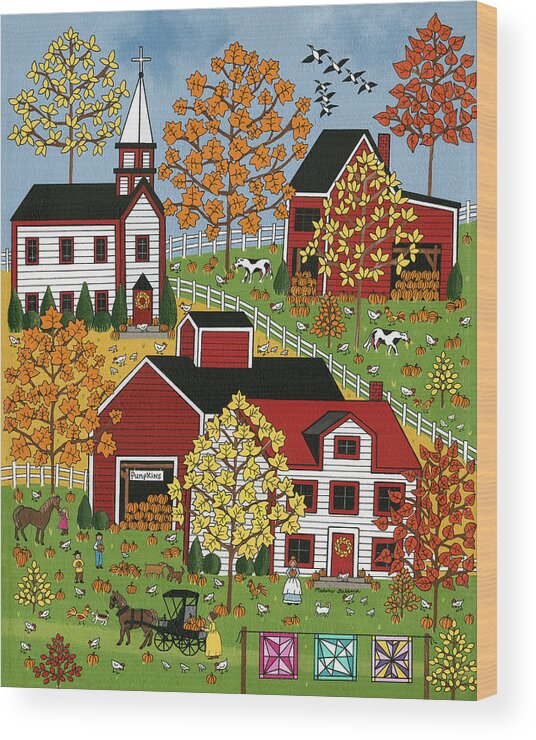 Autumn Blessings Wood Print featuring the painting Autumn Blessings #1 by Medana Gabbard