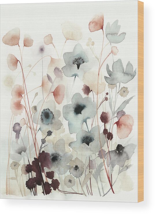 Abstract Wood Print featuring the painting Bespoken Blossoms II #1 by Grace Popp
