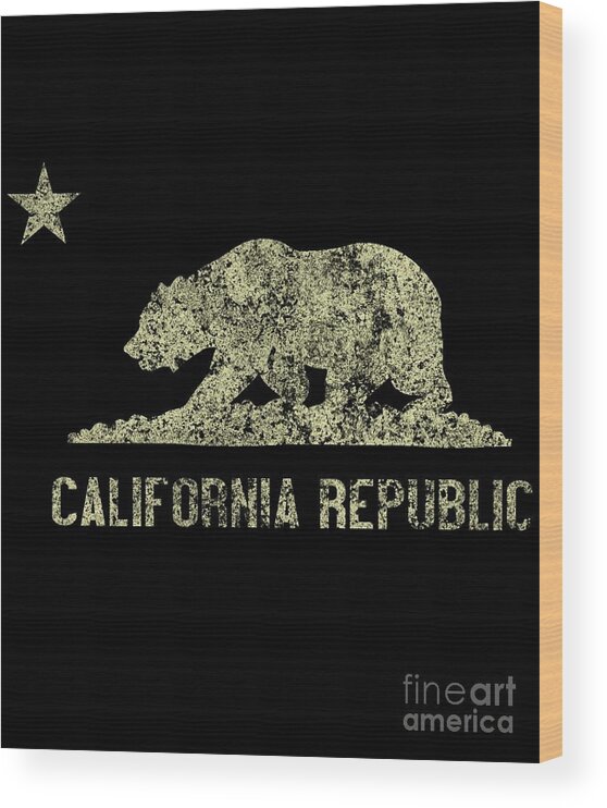 Cool Wood Print featuring the digital art California Republic Vintage #1 by Flippin Sweet Gear
