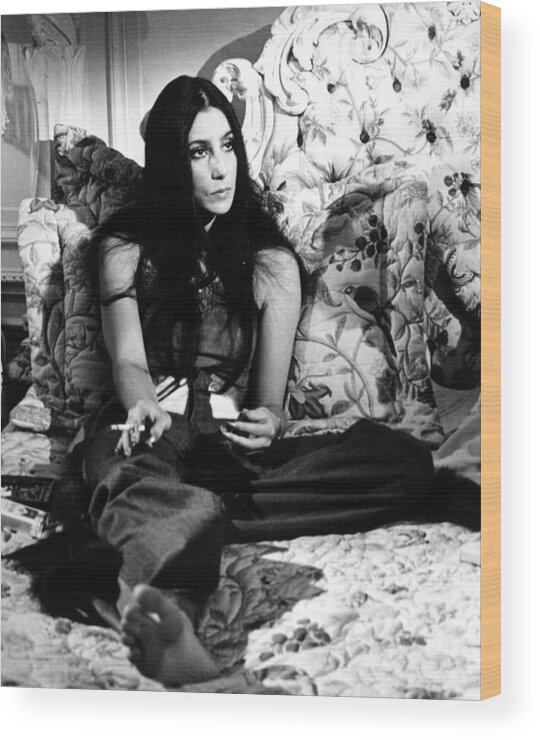 Cher - Performer Wood Print featuring the photograph Cher Portrait Session At Home #1 by Michael Ochs Archives