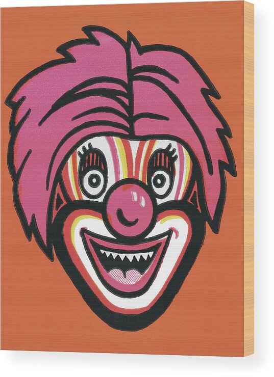 Afraid Wood Print featuring the drawing Clown Face #1 by CSA Images