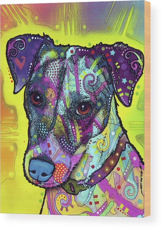 Jack Russell Wood Print featuring the mixed media Jack Russell #1 by Dean Russo