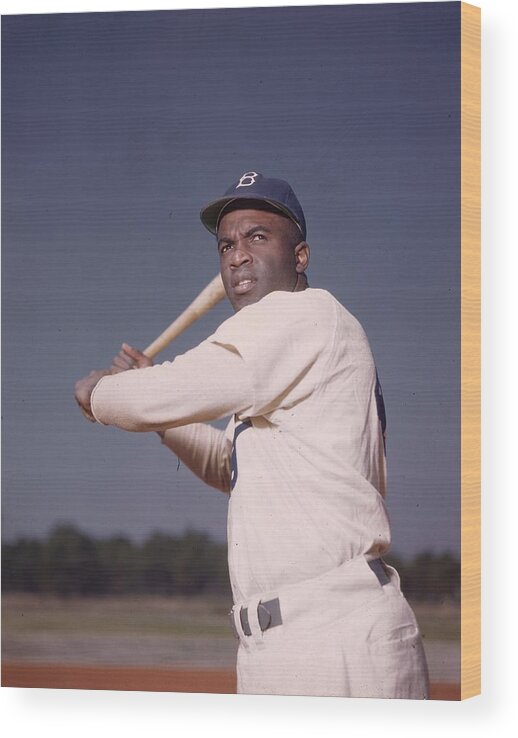 People Wood Print featuring the photograph Jackie Robinson #1 by Hulton Archive