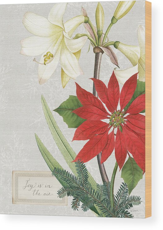 Amaryllis Wood Print featuring the painting Joyful Tidings II #1 by Sue Schlabach