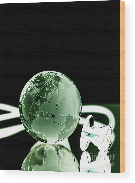 Globe Wood Print featuring the photograph Planetary Health #1 by Tek Image/science Photo Library