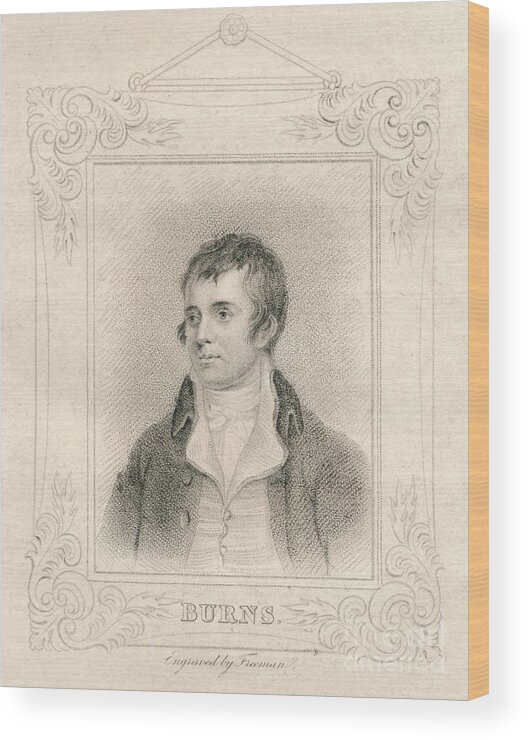 Engraving Wood Print featuring the drawing Robert Burns #1 by Print Collector