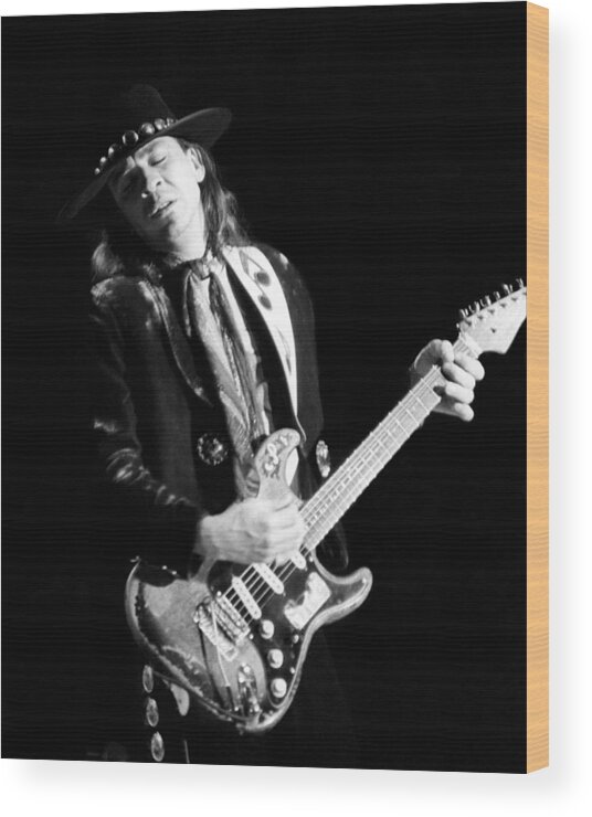 1980-1989 Wood Print featuring the photograph Stevie Ray Vaughn Live #1 by Larry Hulst