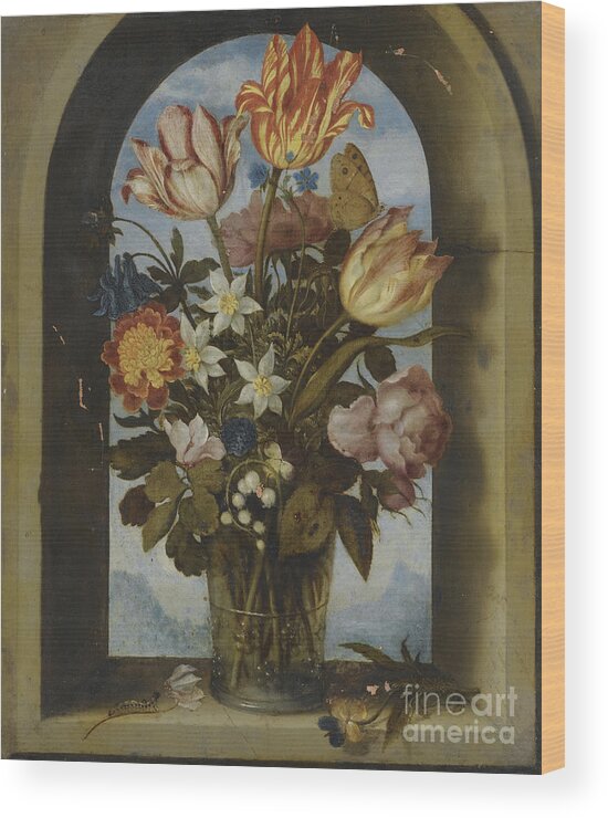 Bouquet Wood Print featuring the drawing Tulips #1 by Heritage Images