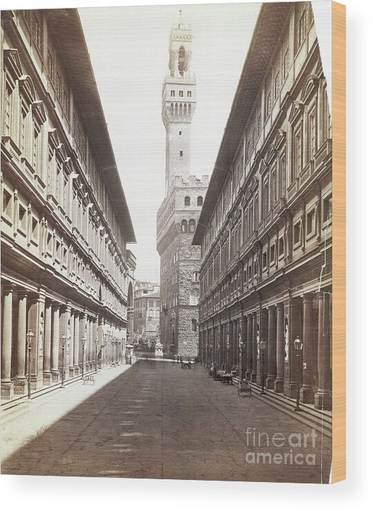 Built Structure Wood Print featuring the photograph Uffizi Palace And Palazzo Vecchio #1 by Bettmann