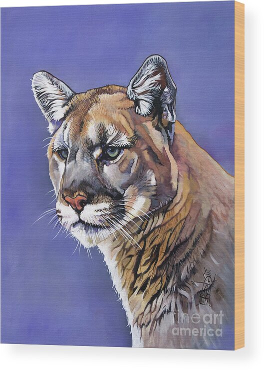 Cougar Wood Print featuring the painting Vigilant #1 by J W Baker