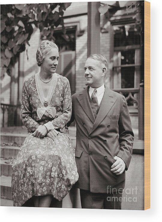 Three Quarter Length Wood Print featuring the photograph William Donovan With Wife Ruth #1 by Bettmann