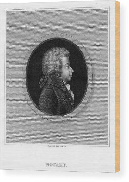 Engraving Wood Print featuring the drawing Wolfgang Amadeus Mozart, 18th Century #1 by Print Collector