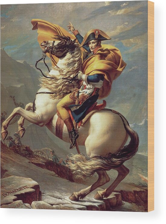 Napoleon Wood Print featuring the painting Napoleon Crossing The Alps by Jacques Louis David