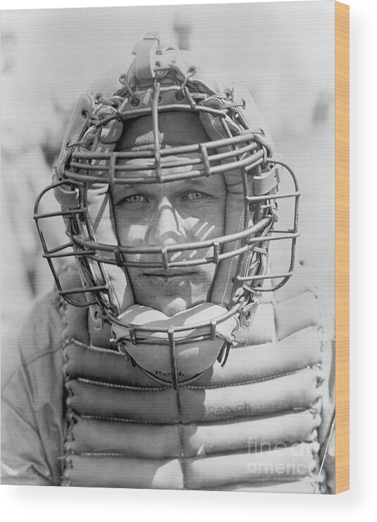 Baseball Catcher Wood Print featuring the photograph National Baseball Hall Of Fame Library by National Baseball Hall Of Fame Library