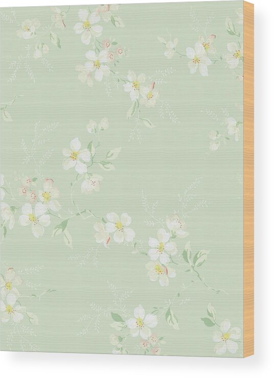 Background Wood Print featuring the drawing Flower Pattern #116 by CSA Images