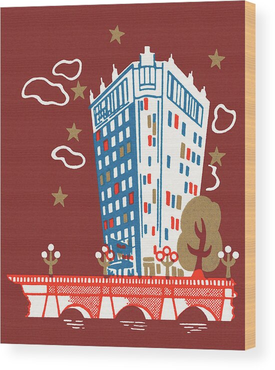 Accommodate Wood Print featuring the drawing Urban building #14 by CSA Images