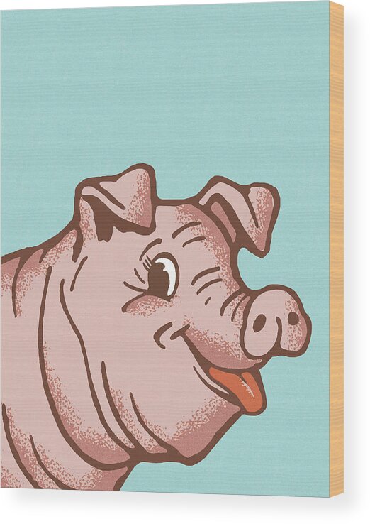 Agriculture Wood Print featuring the drawing Pig #18 by CSA Images