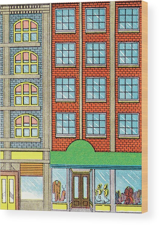 Apartment Wood Print featuring the drawing Urban building #18 by CSA Images