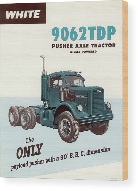 Vintage Wood Print featuring the mixed media 1950s White 9062tdp Truck Advertisement by Retrographs