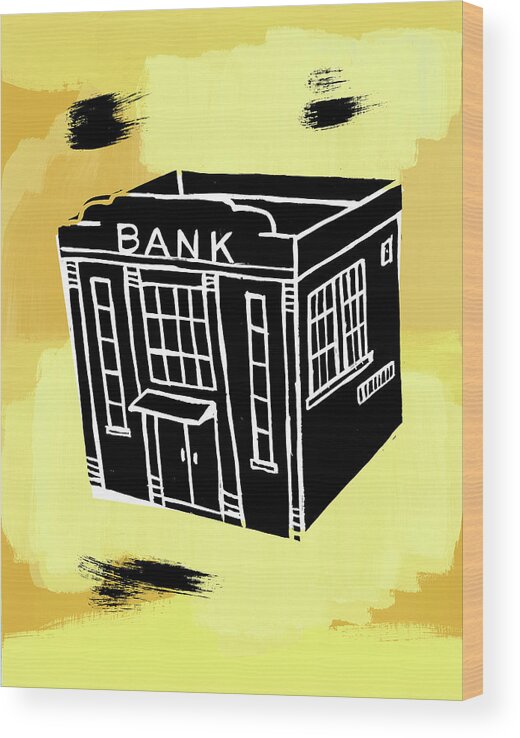 Architecture Wood Print featuring the drawing Bank Building #2 by CSA Images