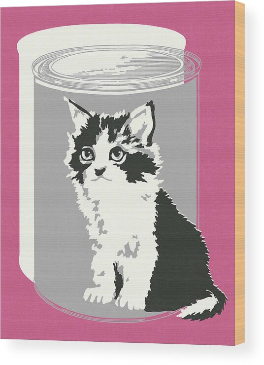 Animal Wood Print featuring the drawing Can of Cat Food #2 by CSA Images