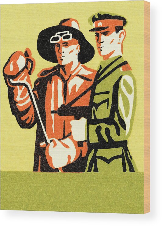 Adult Wood Print featuring the drawing Fireman #2 by CSA Images