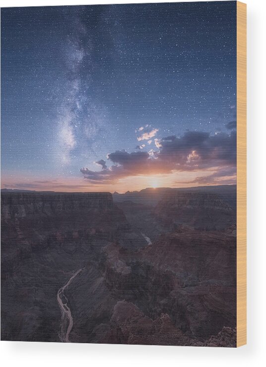 Sky Wood Print featuring the photograph Grand Canyon And Milky Way #2 by Willa Wei