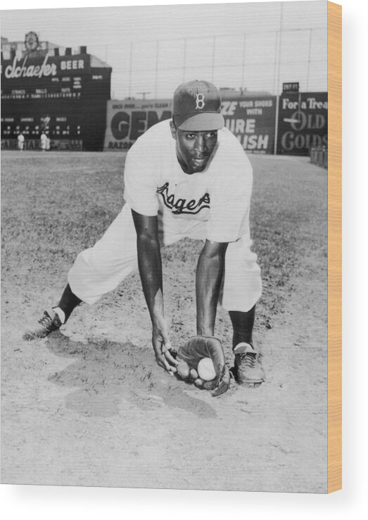 Jackie Robinson Wood Print featuring the photograph Jackie Robinson by Hulton Archive