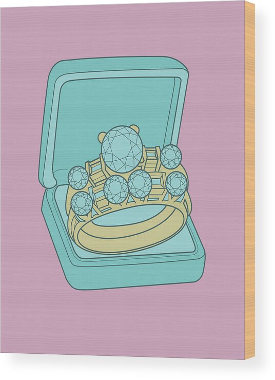 Accessories Wood Print featuring the drawing Wedding Ring #2 by CSA Images